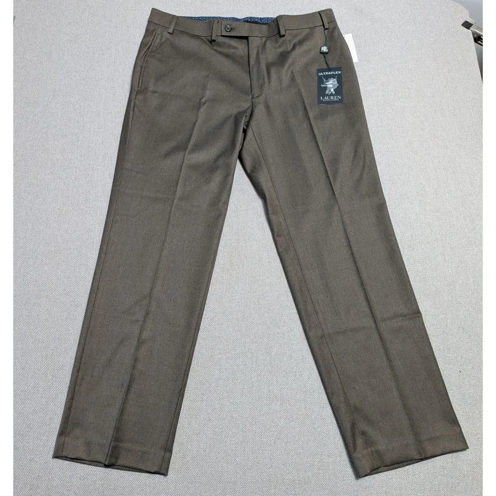 Ralph Lauren LRL Men's Taupe 36W x 30L Ultraflex Stretch Dress Pants Suit NWT